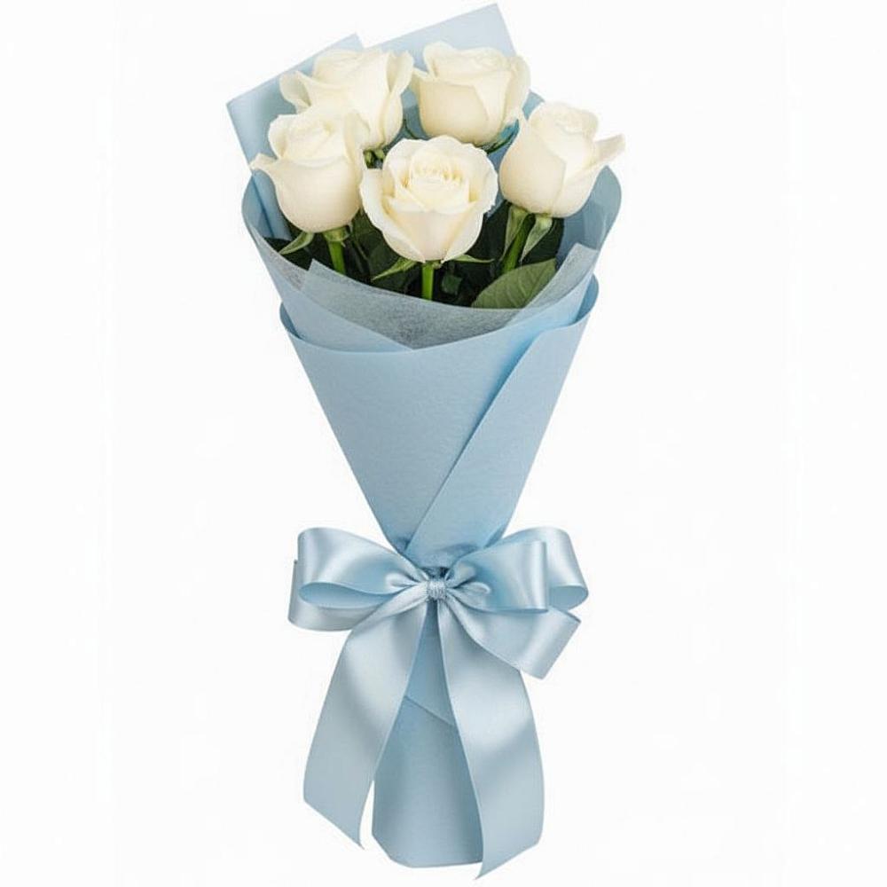 Букет 5 Белых роз Проуд в Антипихе