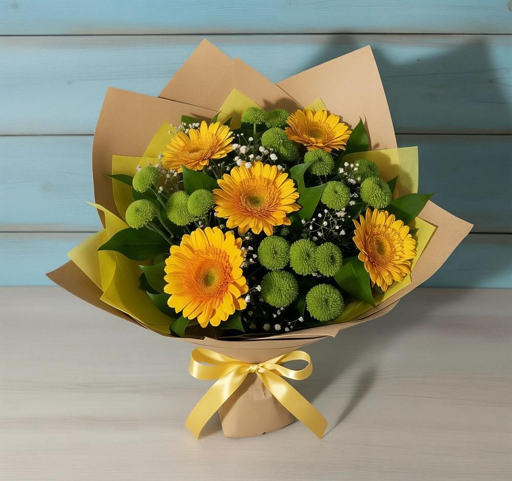 Букет цветов из: Герберы и Хризантемы в Антипихе