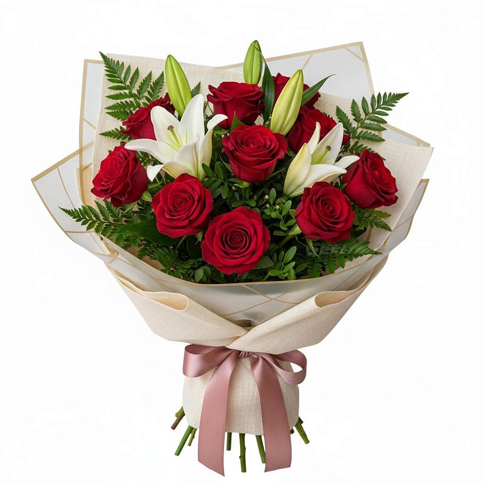 Букет цветов из: Лилии и Розы в Антипихе