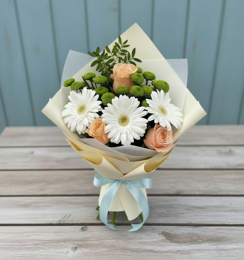 Букет цветов из: Герберы, Розы и Хризантемы в Антипихе
