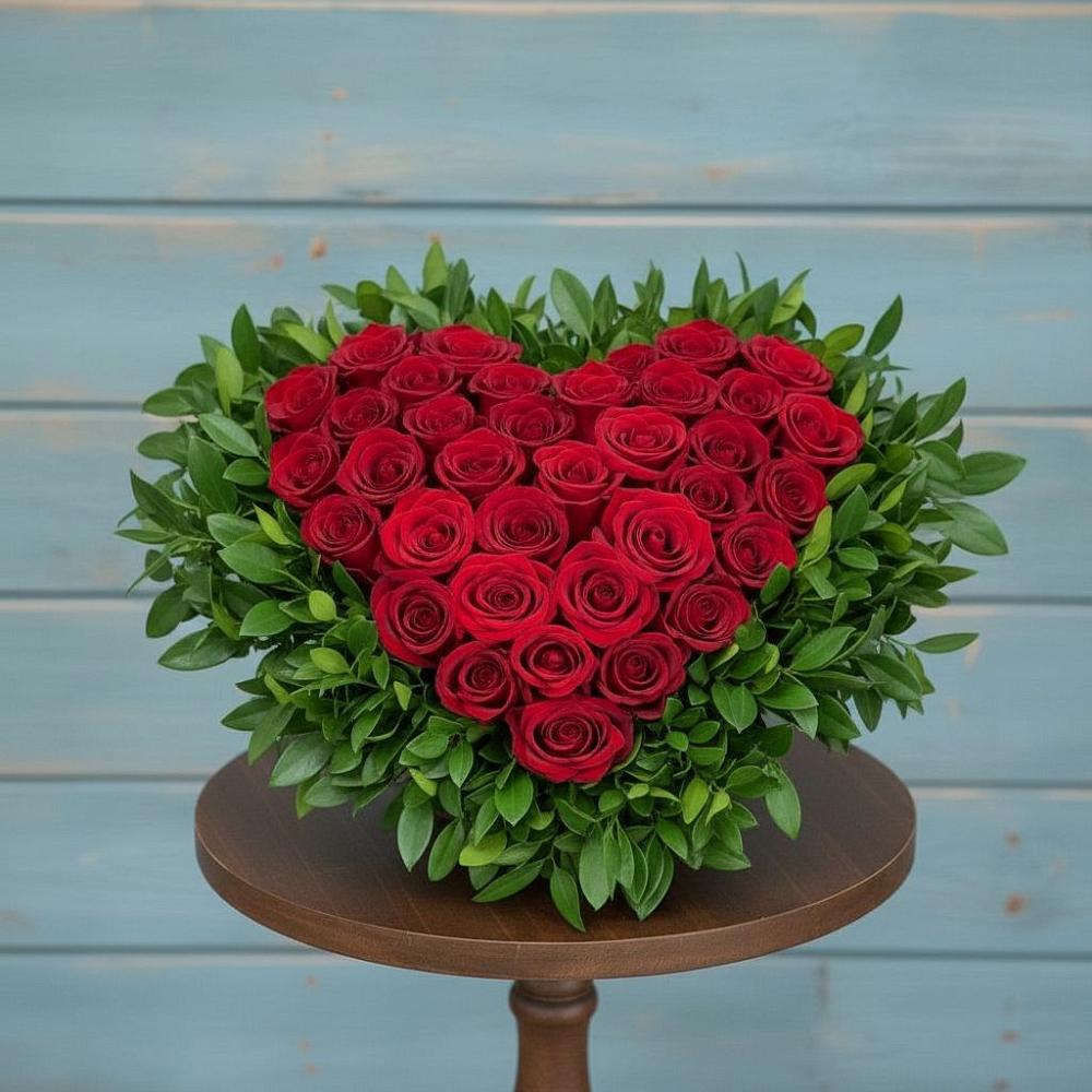 Цветочная композиция из Розы в виде сердца в Антипихе