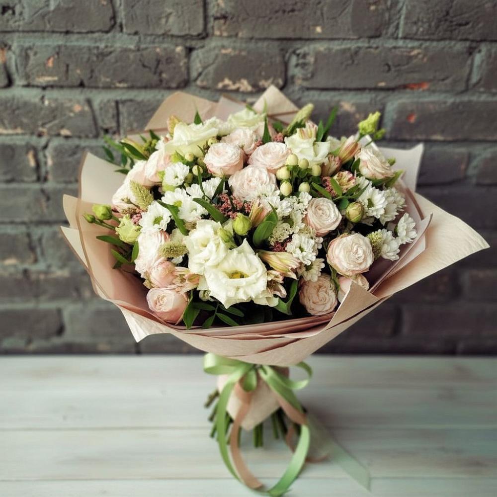 Букет цветов из: Альстромерии, Розы и Хризантемы в Антипихе