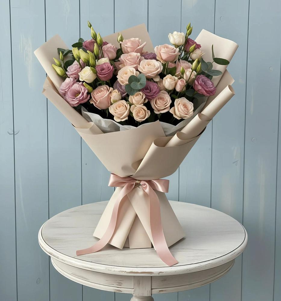 Букет цветов из: Розы и Лизиантусы в Антипихе