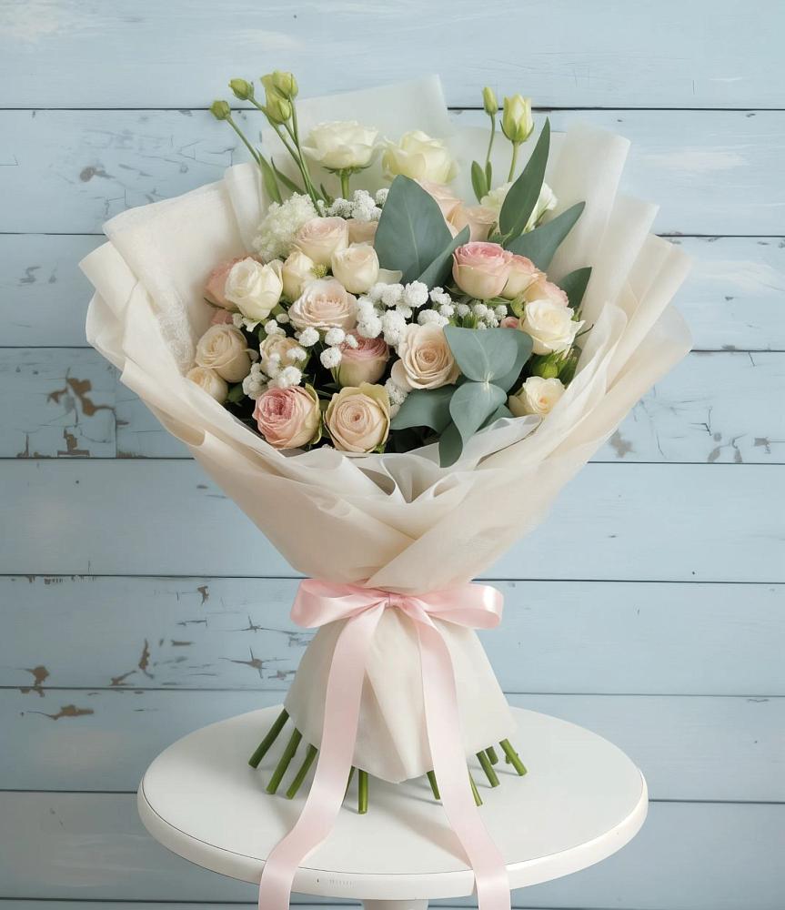 Букет цветов из: Розы и Лизиантусы в Антипихе