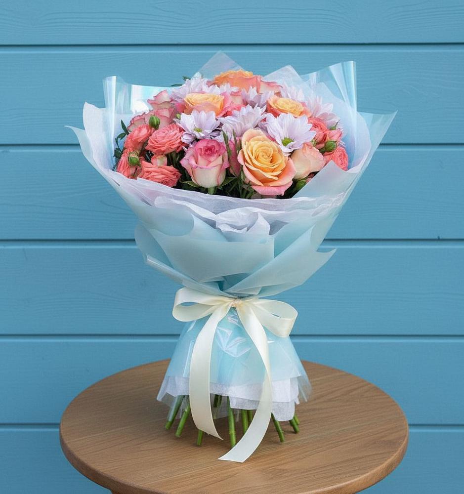 Букет цветов из: Хризантемы и Розы в Антипихе