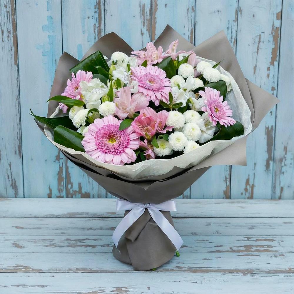 Букет цветов из: Герберы, Альстромерии и Хризантемы в Антипихе